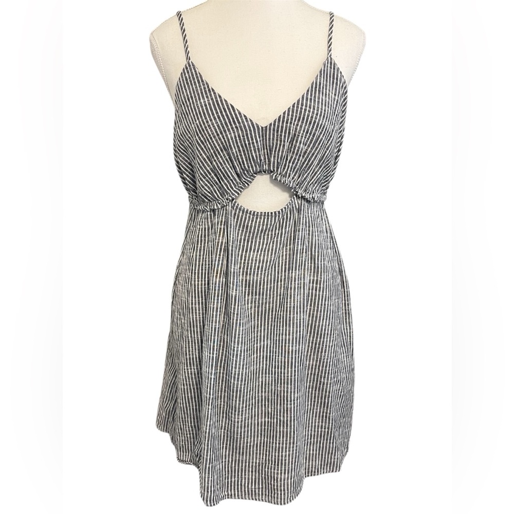 Speechless Blue and White Striped Backless Mini Dress 100% cotton.